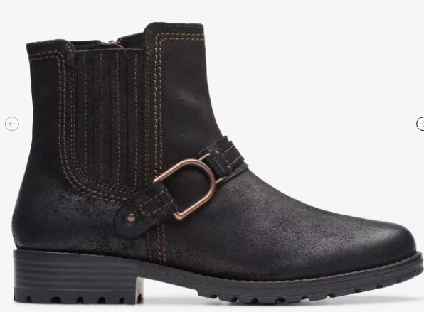 Clarks-Women's-74953-Aspra Buckle-Black, British Tan-F23
